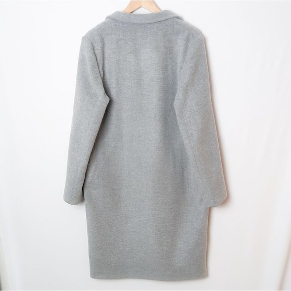 Aritzia BABATON Stedman Coat Wool Heather Light Grey Long Pea Jacket L Large - Picture 14 of 16